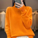 Daiiibabyyy  Fashion Simple Solid Turtleneck Long Sleeve Sweater Women European Loose Drop Shoulder Pullover Fall Winter Warm Basic Tops
