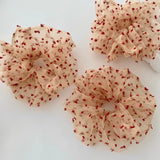 Daiiibabyyy  1PC Summer Red Polka Dot Tulle Scrunchie, Korean Large Hair Tie For Girls Ponytail Daily Casual Styling