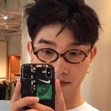Daiiibabyyy  Y2K Oval Anti Blue Light Blocking Glasses Women's Clear Anti Radiation Filter Glasses Anti Radiation Eyeglass
