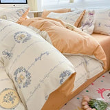 DAIIIBABYYY  -  Bedding Class A All Cotton Face Mask Dormitory Skin friendly Fresh Bed Sheet and Quilt Cover Pure Cotton Four piece Set Three