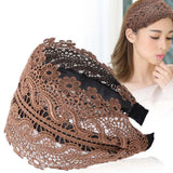 Daiiibabyyy  Simple Sweet Make up Resin Flower Cloth Lace Headband Korean Style Hair Wear Wide Side Hairband Women Hair Accessories