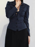 DAIIIBABYYY  -  Y2k Aesthetic Women Sexy Cropped Blouse 2025 Solid Single Breasted Slim Fit Grunge Shirt Harajuku Pleated Bow Streetwear Blouses