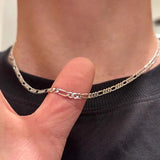 Daiiibabyyy  High Quality Titanium Steel Figaro Chain Men's Basic Versatile Necklace  Trendy for Men Women Hip Hop  Party Jewelry Gift