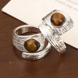 Daiiibabyyy  Minimalist Silver Color Big Stone Rings for Women Minimalist Handmade Couple Minimalist Ring Prevent Allergy Fine Jewelry Gift