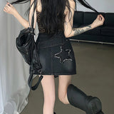 Daiiibabyyy Korean Fashion Irregular Star Denim Skirt Clothing Summer A-Line Hot Girl Y2k Vintage Streetwear Hip Hop Punk Short Mini Skirts