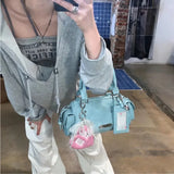 Daiiibabyyy  New Cylinder Bag Crossbody Bag Fashion Y2k Trend Personality Small Capacity Cute Girl Candy Colored Women Bag Crossbody Handbag