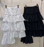 DAIIIBABYYY  -  South Korea Chic Spring Skirts Sweet Temperament High Waist White Layered Patchwork Irregular Cake Skirt Female Faldas