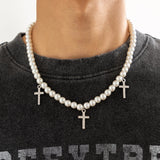DAIIIBABYYY  -  Baroque Simulated Pearls Long Tassel Pendant Necklace For Women Beaded Link Chain Necklace  Trend Lariat Wedding Jewelry