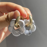 Daiiibabyyy New Personality Cartoon Ins Wind Resin Flower Copper Earrings Fashion Cute Flower Ear Ring Jewelry for Women Cute Gift Jewelry