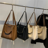 Daiiibabyyy Burminsa Metal Short Handle Bucket Small Tote Handbags For Women Trend Designer PU Leather Ladies Shoulder Crossbody Bags