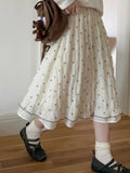 Daiiibabyyy  Vintage Summer Polka Dot  High Waist Mid-length A-LINE Folds All Match Mujer Faldas