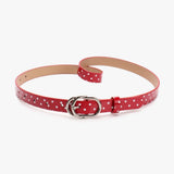 Daiiibabyyy  Vintage PU Leather Polka Dot Belt Millennial-Style Spicy Girl Retro Thin Belt Personalized Dopamine Y2K Belt Jeans Accessories