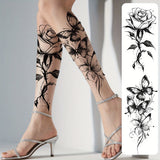 Daiiibabyyy  2pcs Black Flower & Butterfly Temporary Tattoo Stickers For Women, Waterproof & Long Lasting Fake Tattoo For Arm, Leg & Chest