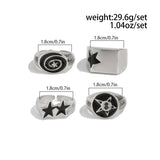 Daiiibabyyy  4pcs Set Hip-hop Punk Geometric Oval Rectangular Five-pointed Star Opening Rings for Men  Trendy Personality Jewelry Sets Gift