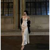 DAIIIBABYYY  -  Womens White Sexy Dress Sling Sleeveless Europe and America Fashion Luxury Backless Spicy Girl Female NEW Summer Long Skirt