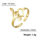 DAIIIBABYYY  -  Music Note Heart of Treble and Bass Ring Women Stainless Steel Gold Color Open Finger Rings 2024 Fashion Jewelry Gift