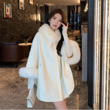 DAIIIBABYYY  -  French Elegant Woolen Coat  Women Fashion OL With Belt Elegant Jacket Office Lady Vintage Batwing Sleeve Outerwear