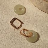 Daiiibabyyy  Elegant Imitation Hotan Jade Hoop Earrings for Women New Fashion Temperament Party Earring Jewelry Gifts