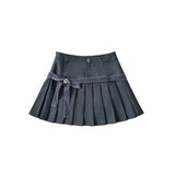 DAIIIBABYYY  -  Sweet Hot Girl Retro College Style Plaid Pleated Short Skirts Women's Summer High Waist Slim Bow Lace-up Anti-exposure Skirt