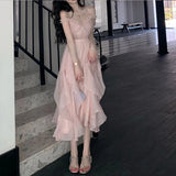 DAIIIBABYYY  -  Fashion Korean Style Party Dress Tighten The Waist 2024 Spring Summer New Dress Vintage Elegant Princess A Line Dress