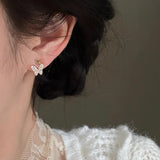 Daiiibabyyy  Sterling Silver Exquisite Sparkling Zircon Butterfly Stud Earrings for Women Classic Animal Fine Jewelry Insect Accessories