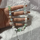 DAIIIBABYYY  -  Korean Crystal Flower Love Pendant Necklace for Women Trendy Beaded Choker Necklace Y2K Jewelry Accessories