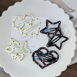 DAIIIBABYYY  -  2pc Alloy Big Heart Five-stare BB Hairpin Hair Clips for Women Girls Childs Gift Hair Accessories Party Holiday Ornament