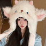 Daiiibabyyy  1pc Cartoon Cute Lamb Ear Moving Fleece-Lined Thickened Winter Warm Cold-Resistant Lei Feng Hat