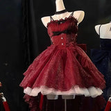 DAIIIBABYYY  -  Japan Girl Women's Dress Fairy Starry Sky Lighting Princess Dress Spring Summer Female Lolita Sweet High Waist Trailing Dress