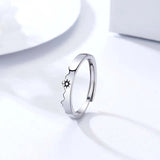 Daiiibabyyy  2Pcs Sun Moon Lover Couple Rings For Women Men Silver Color Adjustable Open Finger Ring Wedding Jewelry Valentine's Day Gifts