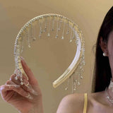 Daiiibabyyy  1PC Diamond Tassel Flocking Hair Bands for Women Delicate Fashion Hair Accessories Premium Sense Simple Versatile Hair Accessori