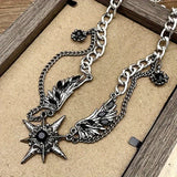 Daiiibabyyy  Punk Devil Wings Black Zircon Pendant Necklace for Men Women Gothic Hiphop Cool Dark Necklace Party Jewelry Accessories Gifts