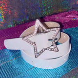 DAIIIBABYYY  -  Y2K Star Buckle Belt Pink Leather Elastic Binding Embellished Waistband Sparkling Rhinestone Retro Bride Decoration Accessories