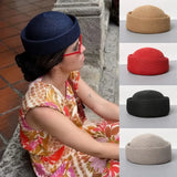 Daiiibabyyy  100% Natural Rice Herb Box Hat Unisex Japanese Summer Sun Protection Sailor Hat American Retro Beach Round Beret