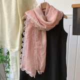 Daiiibabyyy  Spring and Autumn 95*185cm Ladies Scarves Lace Edged Shawl Scarf For Women