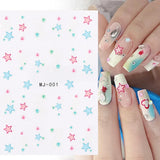 Daiiibabyyy Silver Heart Stars Nail Sticker 5D Realistic Glitter Shiny Pentagram Y2K Style Self Adheisve Charms Decals Nail Art Decoration