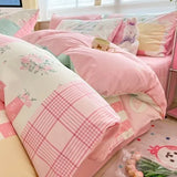 DAIIIBABYYY  -  Bedding Class A All Cotton Face Mask Dormitory Skin friendly Fresh Bed Sheet and Quilt Cover Pure Cotton Four piece Set Three