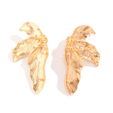 DAIIIBABYYY  -  Exaggerated Big Geometry Half Flower Metal Earrings Gothic Irregular Liquid Metal Stud Earrings Women's Banquet Jewelry