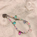 Daiiibabyyy  Colorful Beaded Silver Series Light Bulb Bracelet Necklace