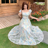 DAIIIBABYYY  -  French Floral Sweet Seaside Vacation Dress For Women Off The Shoulder Design Summer New Collection Waist Slimming Fairy Dresses