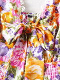 DAIIIBABYYY  -  Floral Printed Strappy Mini Dress Bow Tie Pink Ruffles Sexy Summer Sundress Chic Backless Party Dresses Ladies Vestido