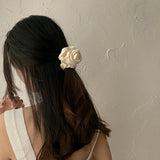 Daiiibabyyy  -  French Rose Hair Scrunchies Korean Rose Hair Ties Elegant Flower Hair Bands