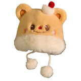 Daiiibabyyy  Cute Fluffy Fur Plush Ear Protection Cap Windproof Thick Keep Warm Headgear Cartoon Sheep Winter Warm Hat Women Fashion