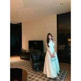 DAIIIBABYYY  -  2025 Backless Cross Hanging Neck Dress Women Summer Pure Desire To Tuck in Waist Swing Long Design A-line Vestidos