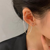 DAIIIBABYYY  -  1 Pc Multi Layer Chain Earrings Long Tassel Piercing Stud Earring Ear Cuff Women's Clip Earrings  Silver Color Ear Jewelry