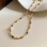 Daiiibabyyy  Natural Stone Baroque Freshwater Pearl Beaded Choker Necklac For Women Party Elegant Trendy Jewelry Gifts