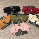DAIIIBABYYY  -  Autumn Winter New Velvet Suede Bow Hair Clip Retro Solid Color Simple Spring Clip Hairpin Hair Accessories For Woman Girls