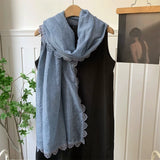 Daiiibabyyy  Spring and Autumn 95*185cm Ladies Scarves Lace Edged Shawl Scarf For Women