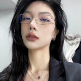 Daiiibabyyy New Fashion Vintage Anti Blue Light Glasses Women Men Metal Small Rectangular Square Frame Clear Lens Computer Eyeglasses