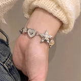 DAIIIBABYYY  -  Aesthetic Heart Star Chain Bracelet All-match Fairy Love y2k Jewelry Daily Niche Design Commuter Accessories For Women Girls
